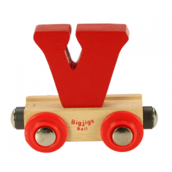 Bigjigs Name Train Wooden Alphabet Carriage V - Bigjigs Rail