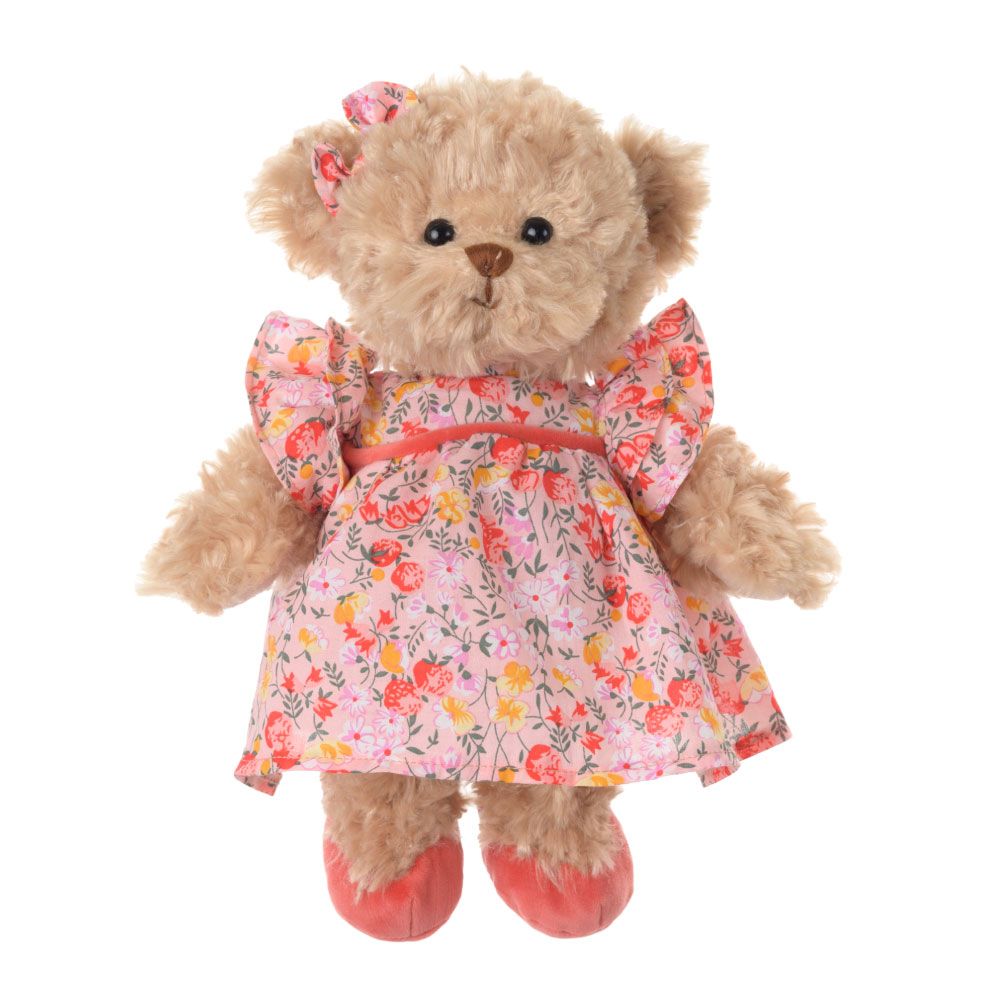 Teddys Rothenburg Bukowski Teddybär Elisa – 25 Cm Plüschbär Mit Pinkem Blumenkleid – Kuschelweich, Designed In Schweden