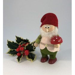 Wooden Nisse - Man with Mushroom (12 cm)