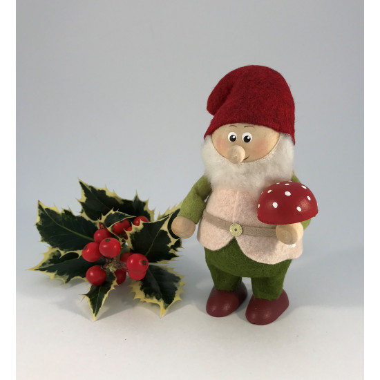 Wooden Nisse - Man with Mushroom (12 cm)