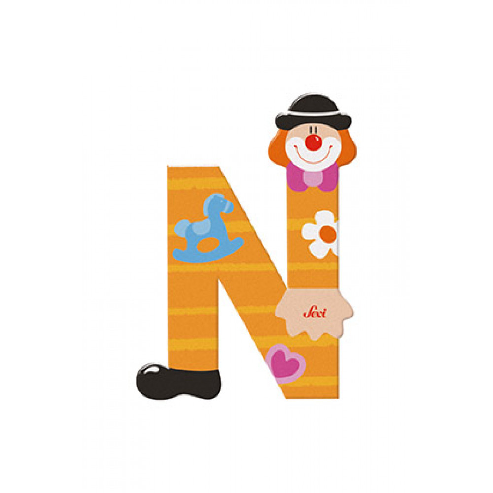Wooden Clown Alphabet Letter N by Sevi